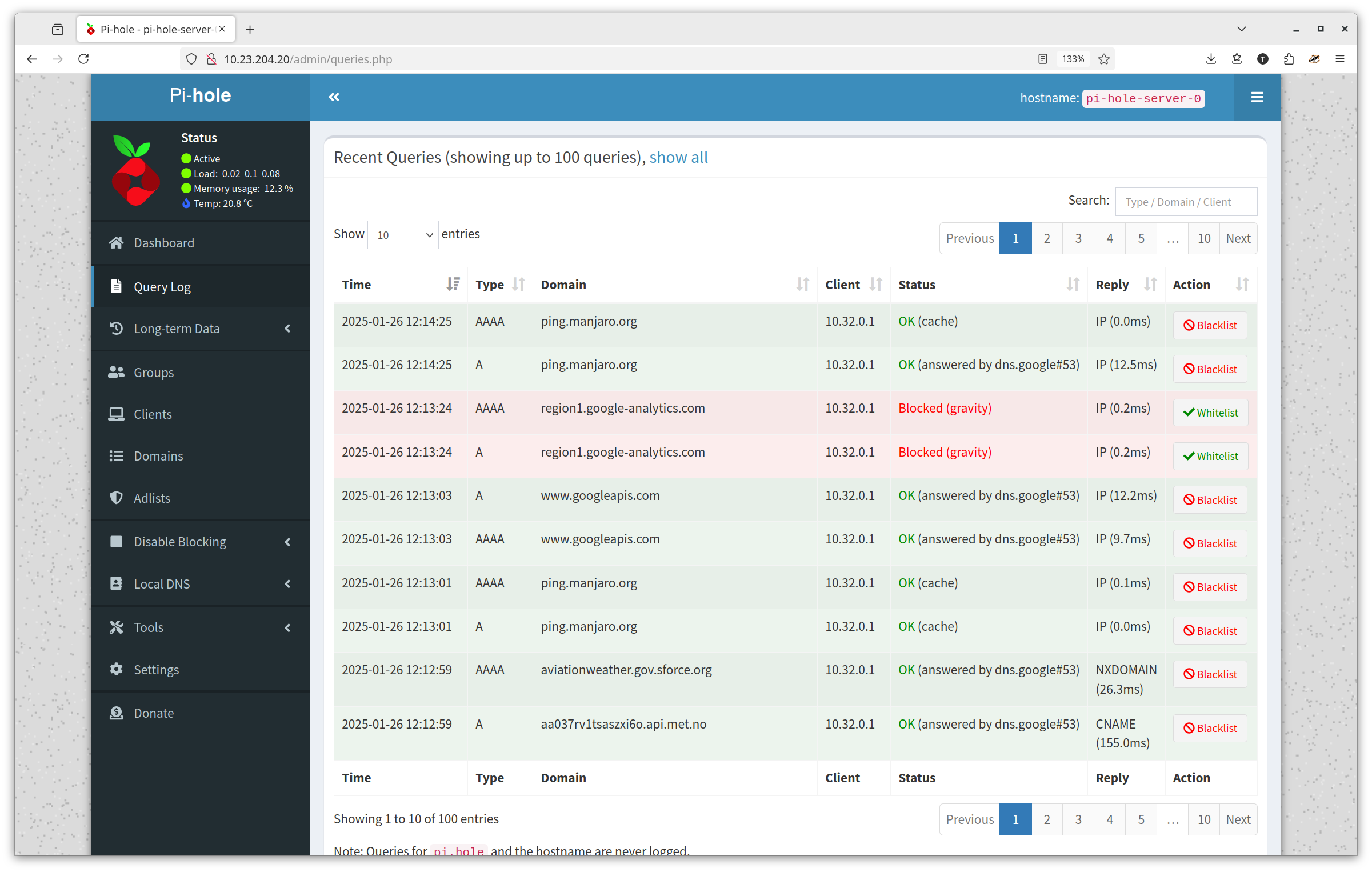 Pi-Hole Querylog